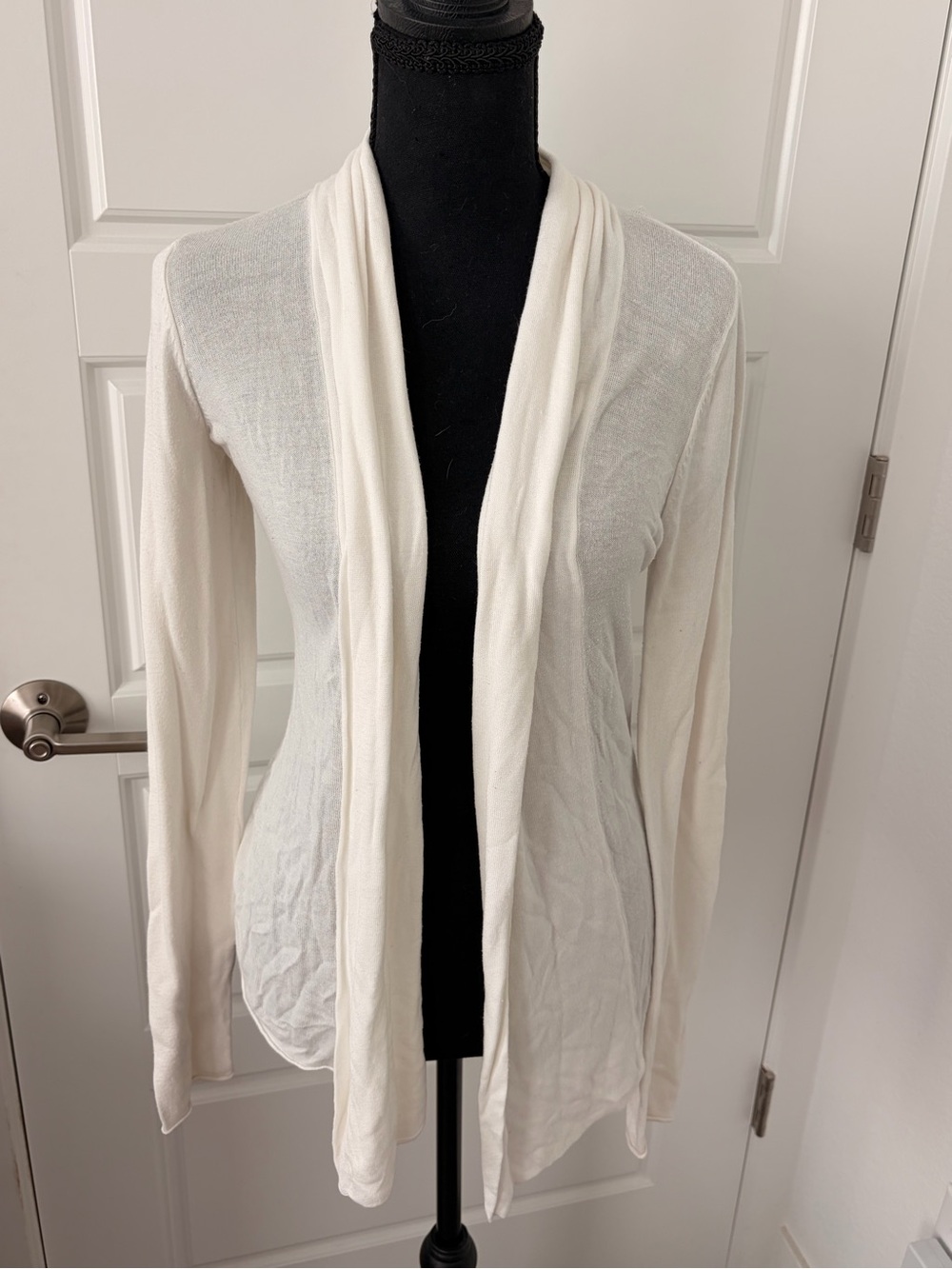 Express Lightweight Open-Front Cream Cardigan